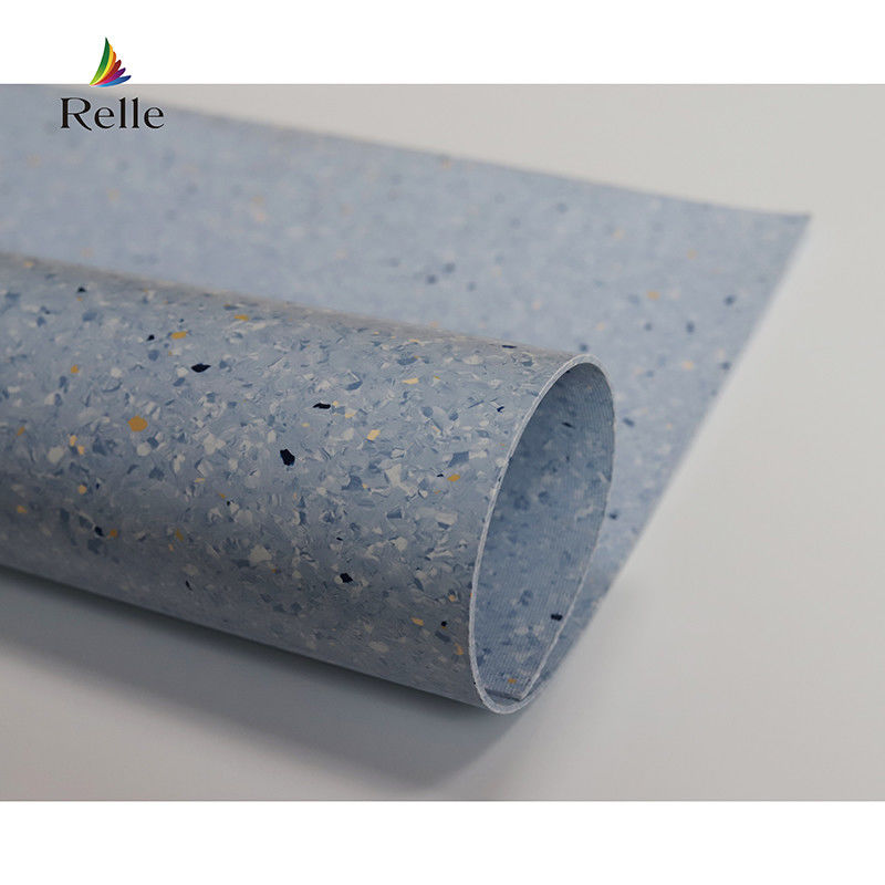 Relle Blau-Weiß Granit homogene antibakterielle Vinyl-Bodenbodenrolle mit PUR-Beschichtung