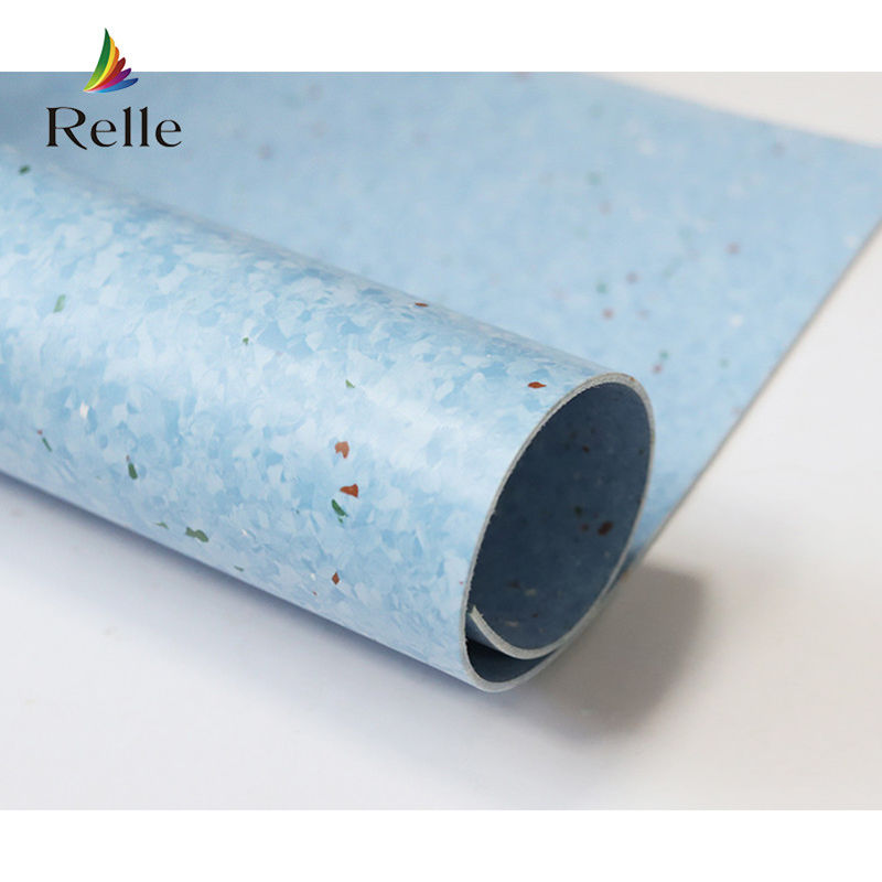 Relle Blau-Weiß Granit homogene antibakterielle Vinyl-Bodenbodenrolle mit PUR-Beschichtung