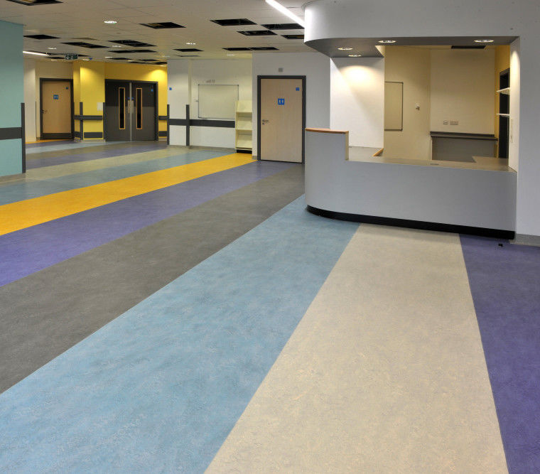 Flughafenfolie Linoleum Fußboden Leinöl / Rosin beschichtet Grau Lino Fußboden