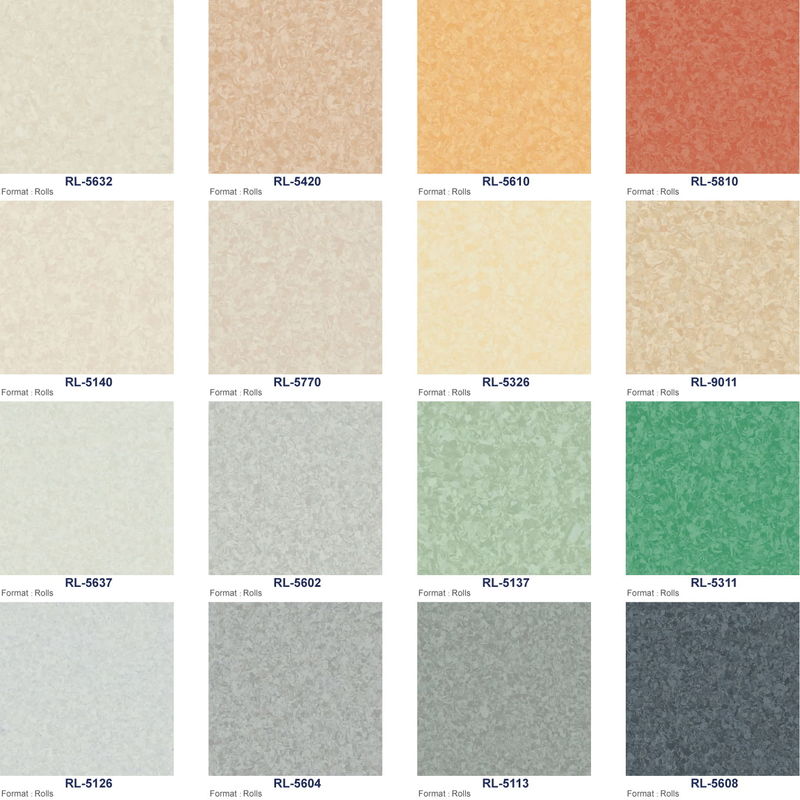 Nicht-direktionale homogene Bodenbelag 2,0 mm bis 3,0 mm Linoleum-Vinyl-Bodenbelag